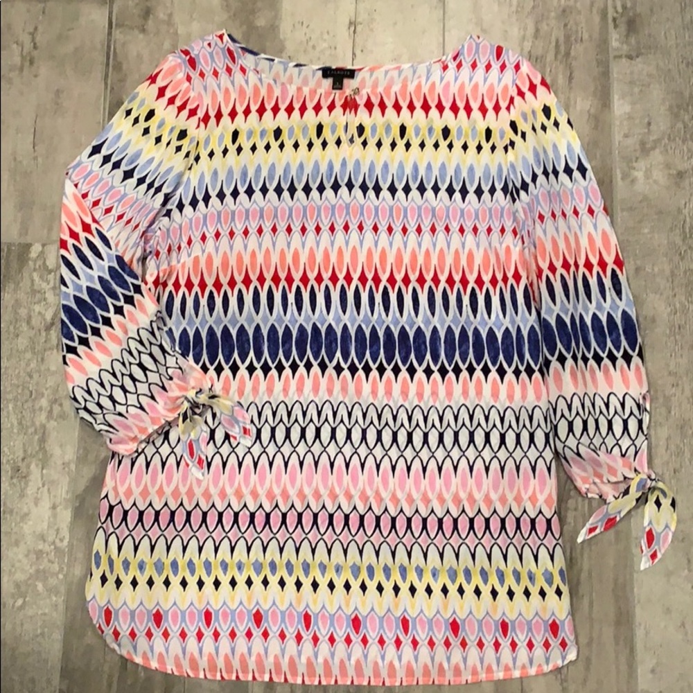 Talbots Multi-Color Geometric Print Blouse